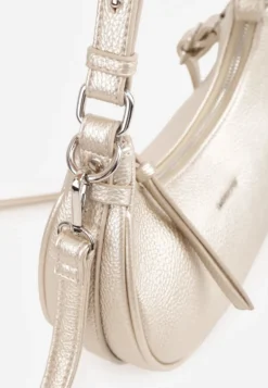 Złota Torebka Bagietka w Kształcie Półksiężyca z Paskiem Crossbody Dianialla