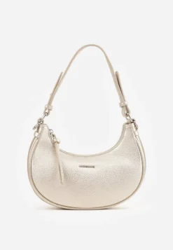 Złota Torebka Bagietka w Kształcie Półksiężyca z Paskiem Crossbody Dianialla