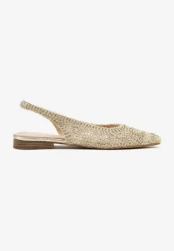 Złote Ażurowe Sandały Slingback ze Szpiczastym Noskiem Eridoria