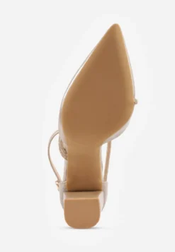 Złote Czółenka VICES na Słupku z Eleganckimi Paseczkami z Cyrkoniami Sirevianna