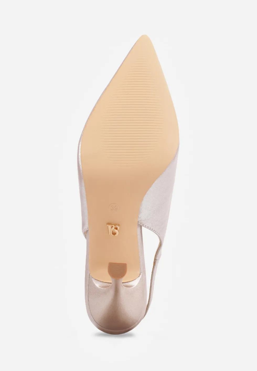 Złote Eleganckie Szpilki Slingback VICES z Wkładką ze Skóry Naturalnej Madede
