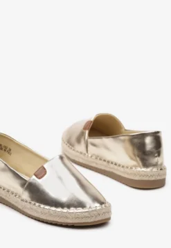 Złote Płaskie Casualowe Espadryle w Stylu Boho Lephea