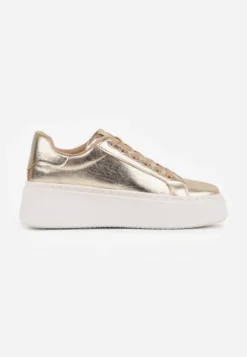 Złote Sneakersy na Grubej Podeszwie Cernanda