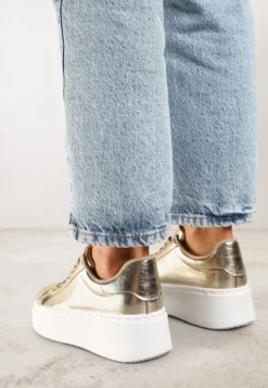 Złote Sneakersy na Grubej Podeszwie Cernanda