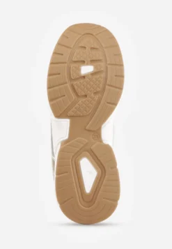 Złote Sneakersy Sznurowane Ozdobione Wstawkami z Materiału Eanfla