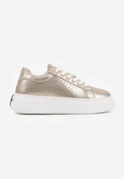 Złote Sneakersy VICES Ozdobione Gwiazdą i Błyszczącą Wstawką Oranatta