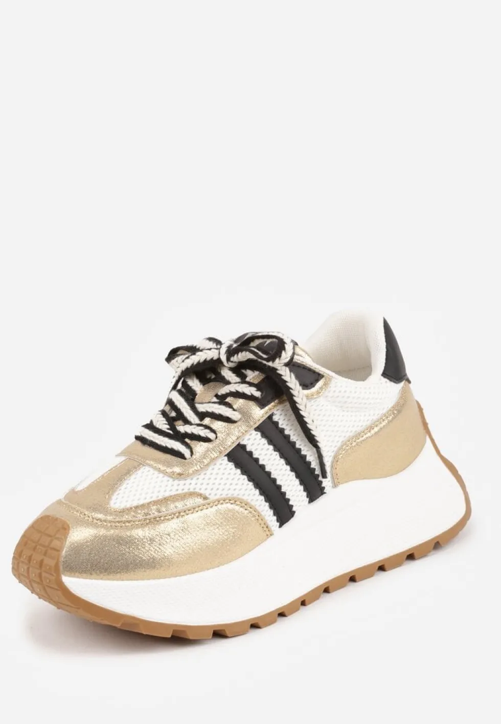 Złote Streetwearowe Sneakersy Chunky VICES na Platformie Ilnatea