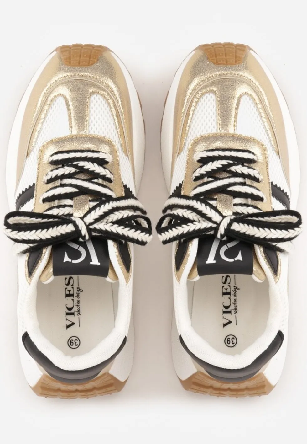 Złote Streetwearowe Sneakersy Chunky VICES na Platformie Ilnatea