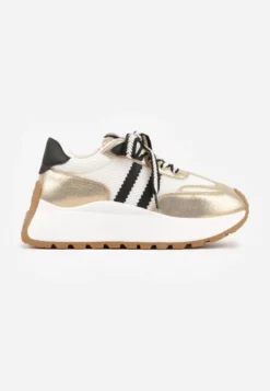 Złote Streetwearowe Sneakersy Chunky VICES na Platformie Ilnatea